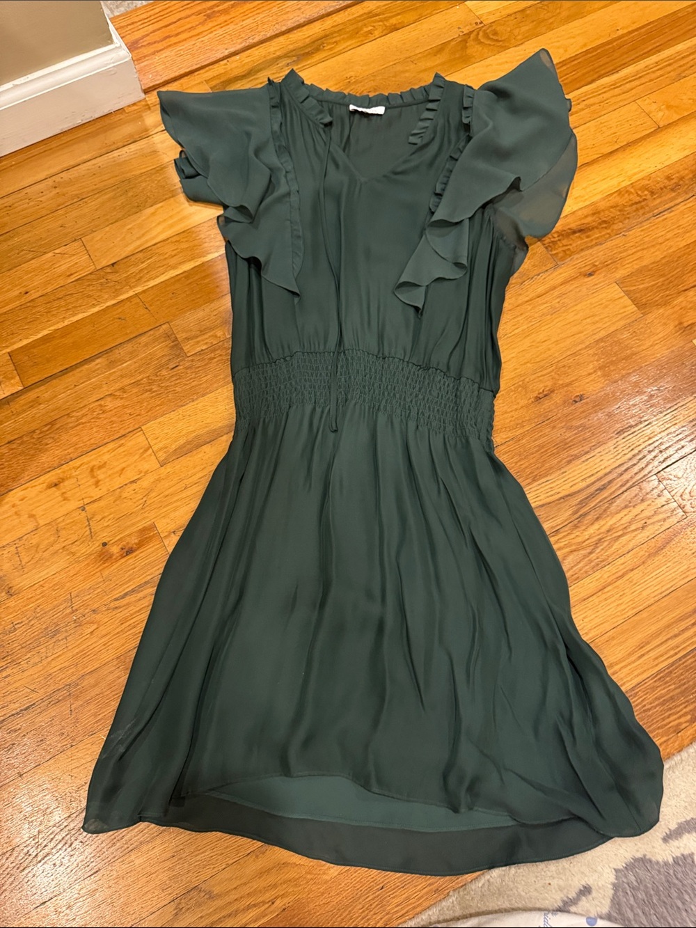 Parker Dark Green Ruffle Mini Dress